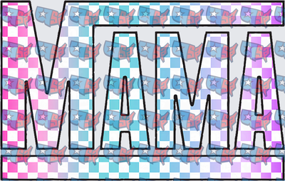 Mama Checkered Patriotic Bold Letter Design (DTF)