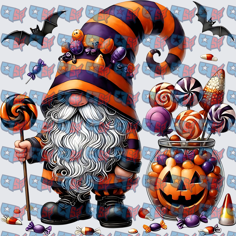 Halloween Gnome With Candy Jar And Bats (DTF)