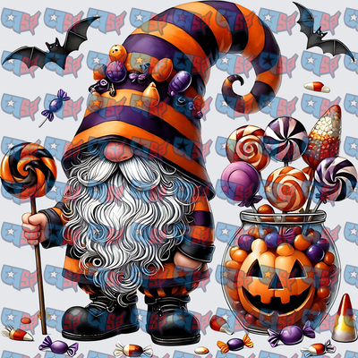 Halloween Gnome With Candy Jar And Bats (DTF)