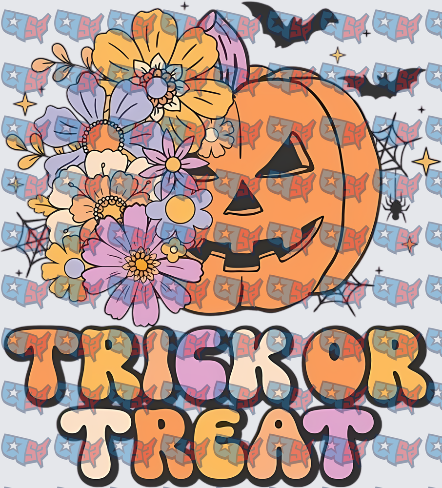 Floral Jack-O-Lantern Trick Or Treat Halloween (DTF)
