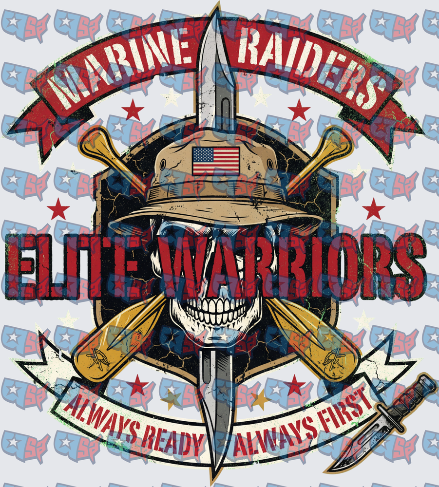 Marine Raiders Elite Warriors Skull Badge Design (DTF)