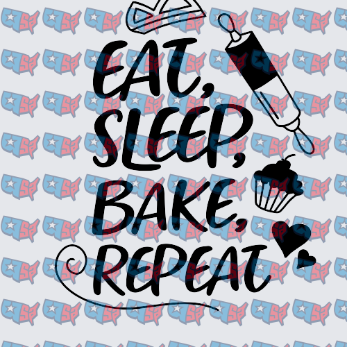 Eat Sleep Bake Repeat Baker Quote Design (DTF)