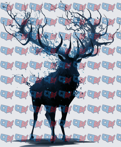 Dark Elk Silhouette With Tree Branch Antlers (DTF)