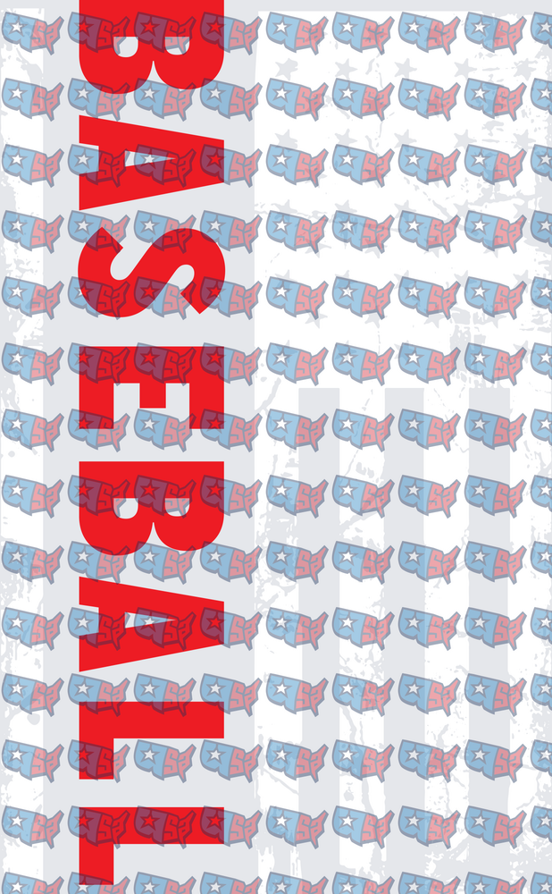 Baseball USA Map Pattern Red White Blue (DTF)