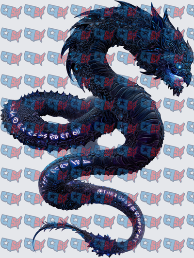 Dark Blue Serpent Dragon With Glowing Runes (DTF)