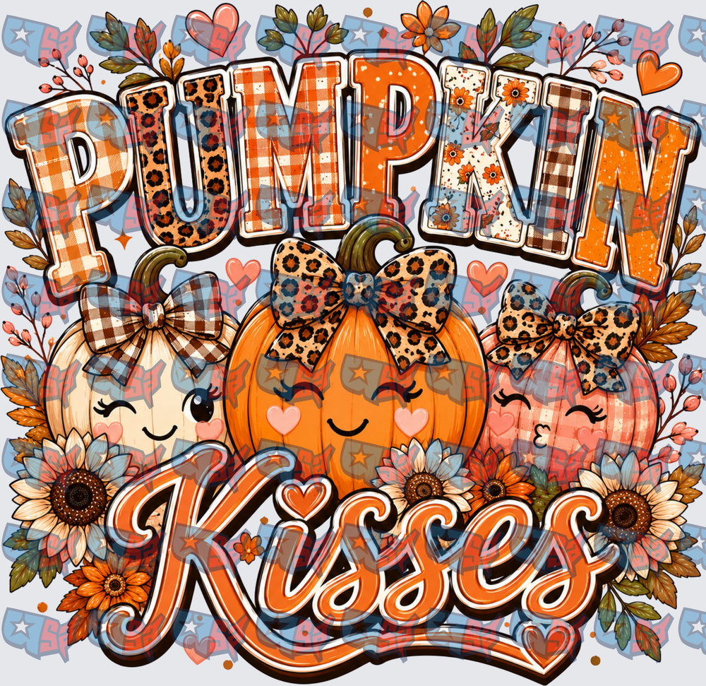 Pumpkin Kisses Cute Bow Pumpkins Fall Floral (DTF)