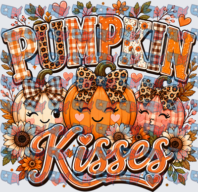 Pumpkin Kisses Cute Bow Pumpkins Fall Floral (DTF)
