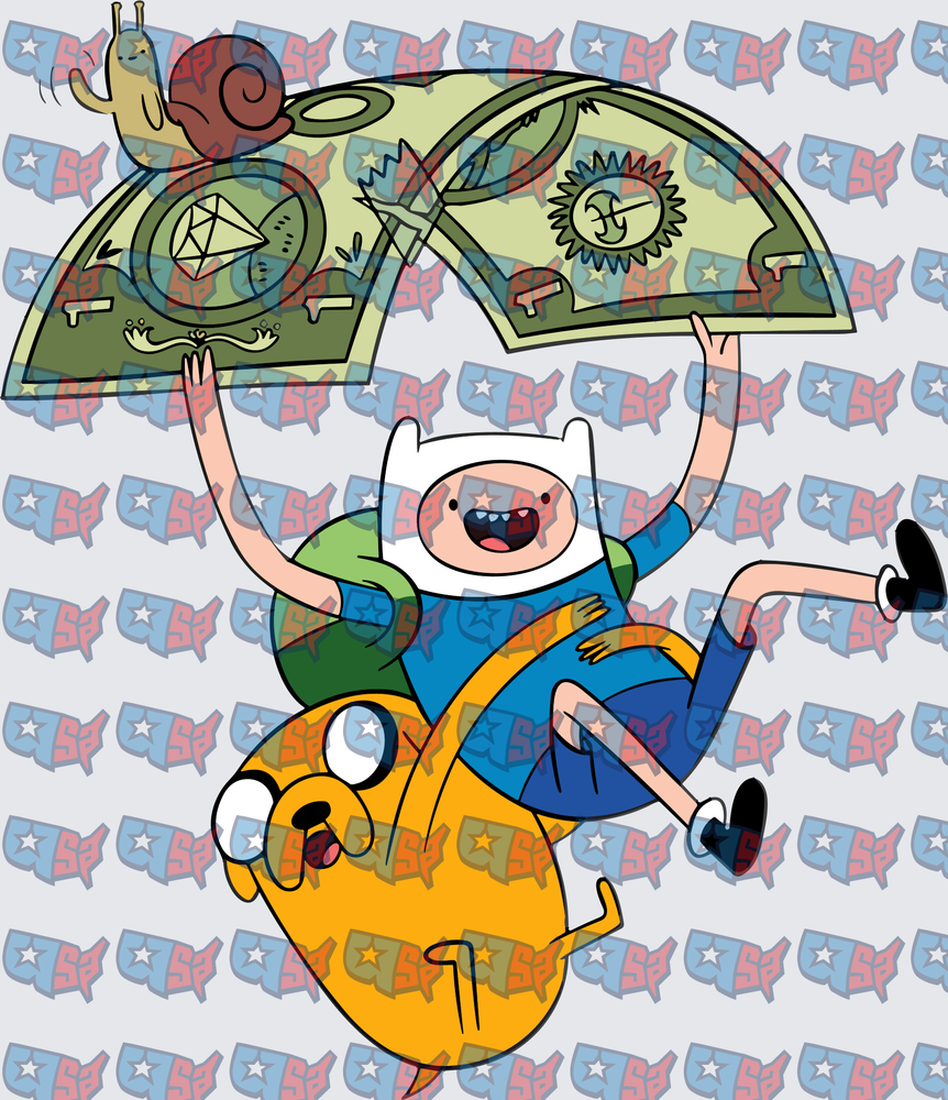 Finn and Jake Flying with Money and Snail (DTF)