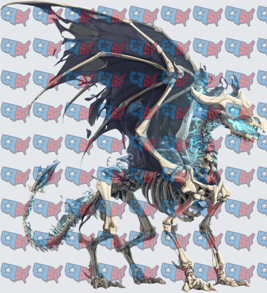 Undead Skeleton Dragon With Blue Flame Wings (DTF)