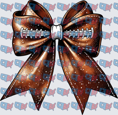 Football Lace Cheer Bow Brown Glitter (DTF)