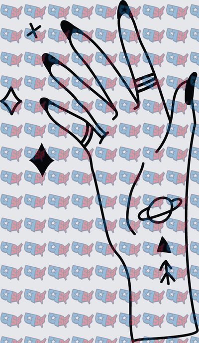 Aesthetic Hand With Sparkles Planet And Symbols (DTF)