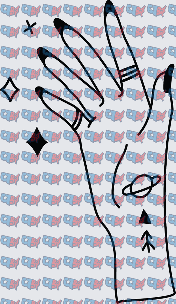 Aesthetic Hand With Sparkles Planet And Symbols (DTF)