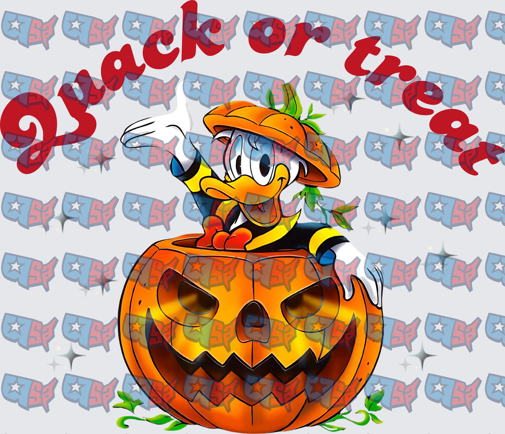 Quack Or Treat Duck In Halloween Pumpkin (DTF)