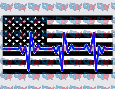 Thin Blue Line Flag Heartbeat Pulse (DTF)