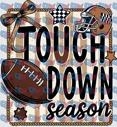 Touchdown Season Football Helmet Bow Rope Border (DTF)