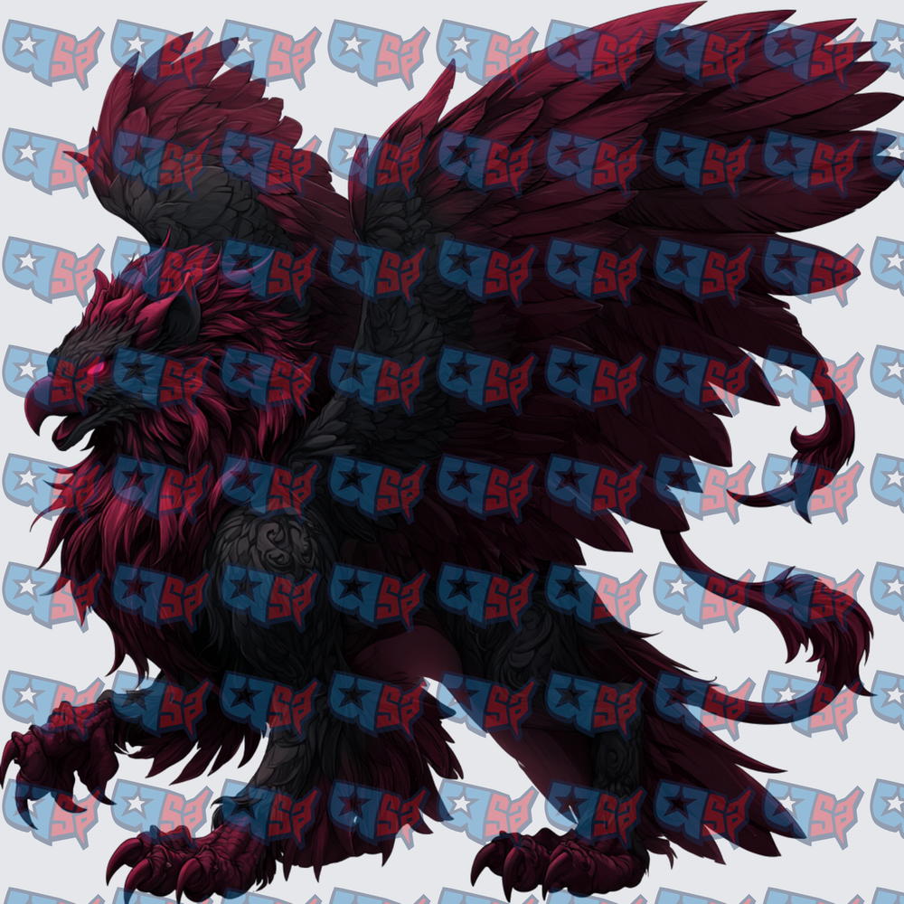 Dark Crimson Griffin Mythical Beast Fantasy Art (DTF)