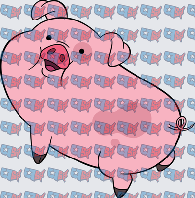 Chubby Cartoon Pink Pig Smiling (DTF)