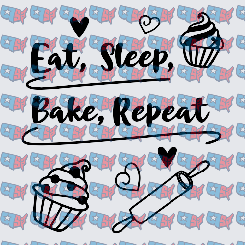 Eat Sleep Bake Repeat Cupcake Rolling Pin (DTF)