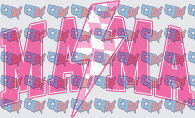 Pink Checkered Lightning Bolt Mama Varsity Letters (DTF)
