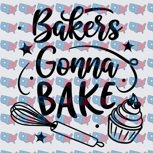 Bakers Gonna Bake Whisk Rolling Pin Cupcake (DTF)