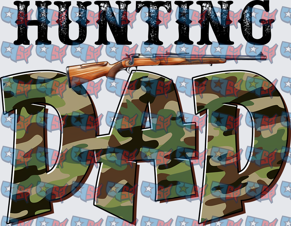 Hunting Dad Camo Rifle Bold Typography (DTF)