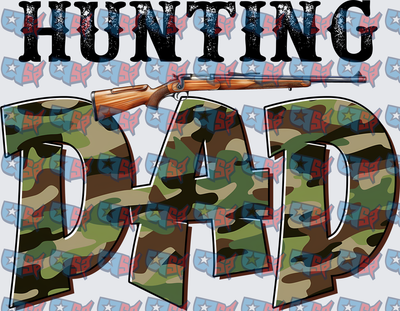 Hunting Dad Camo Rifle Bold Typography (DTF)