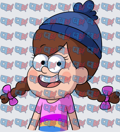 Cheerful Girl Blue Beanie Braids Pink Bows (DTF)