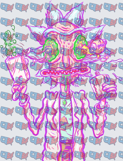 Trippy Psychedelic Mad Scientist Neon Illustration (DTF)