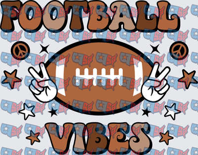 Football Vibes Retro Peace Signs Groovy Design (DTF)