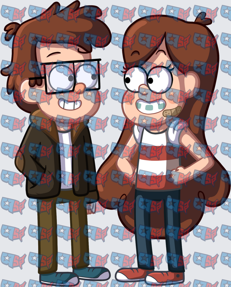 Gravity Falls Twin Siblings Chibi Cartoon Duo (DTF)