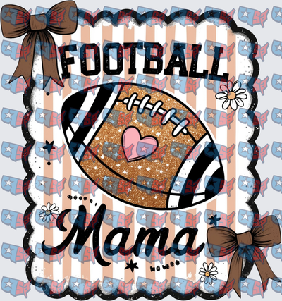 Football Mama Glitter Ball Brown Bows Daisy (DTF)