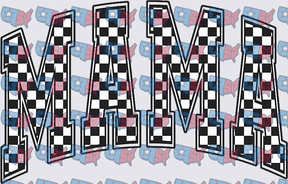 Checkered Flag Pattern MAMA Bold Letters (DTF)