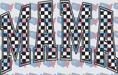 Checkered Flag Pattern MAMA Bold Letters (DTF)