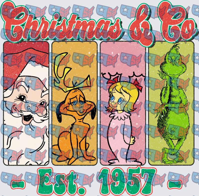Christmas & Co Est 1957 Grinch Characters Retro Panel (DTF)