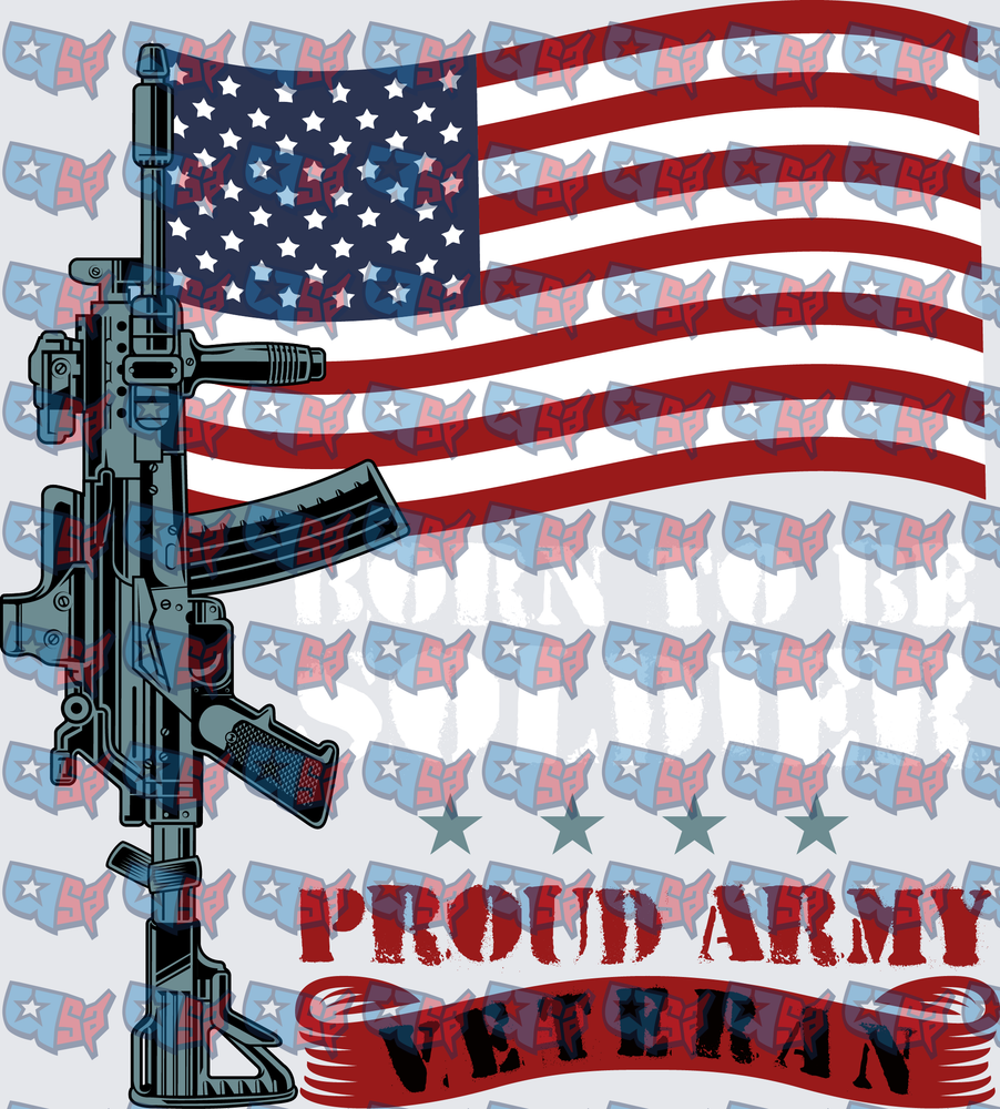 Proud Army Veteran American Flag Rifle Design (DTF)