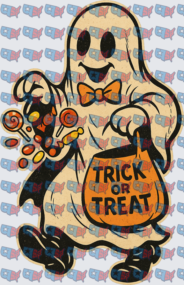 Retro Ghost Trick Or Treat Halloween Candy (DTF)
