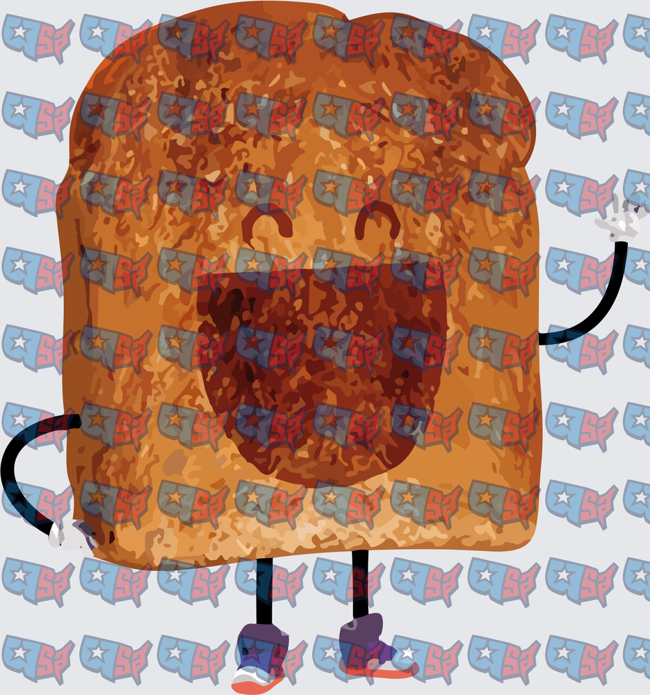 Happy Cartoon Toast Character With Sneakers (DTF)