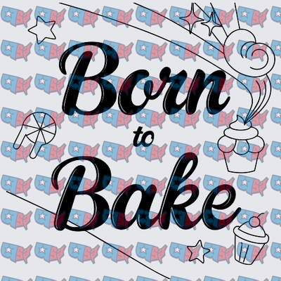 Born to Bake Buffalo Plaid Script with Cupcakes (DTF)