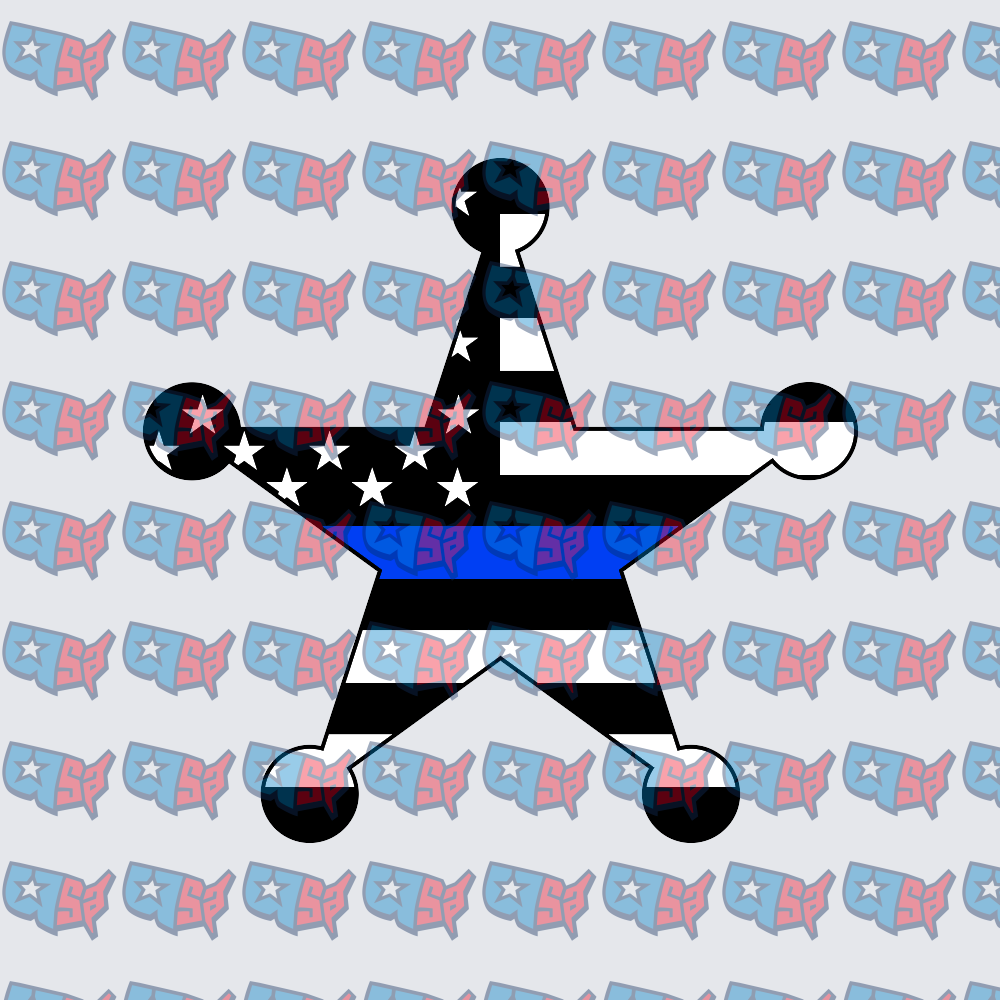 Thin Blue Line Sheriff Star Flag Badge (DTF)