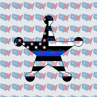 Thin Blue Line Sheriff Star Flag Badge (DTF)