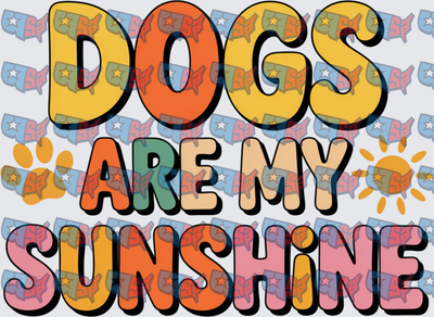 Dogs Are My Sunshine Retro Groovy Paw Print Sun (DTF)