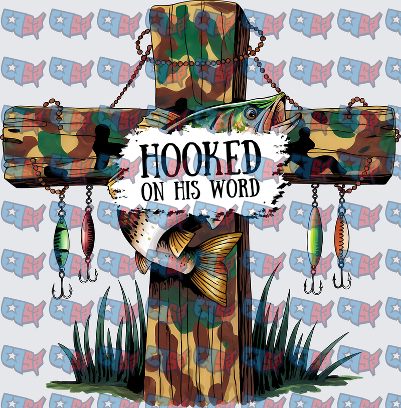 Hooked On His Word Camo Cross Fishing Lures (DTF)