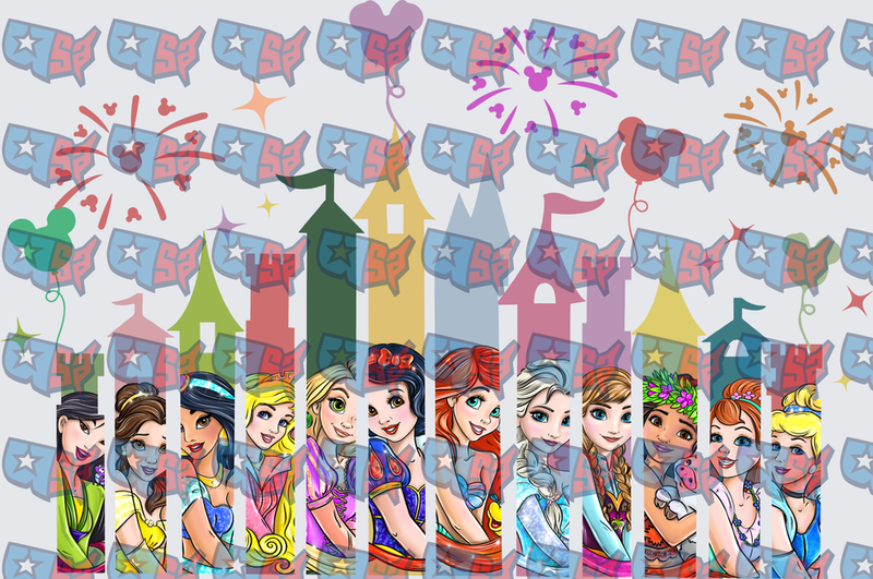 All Princesses Castle Lineup Colorful Group (DTF)