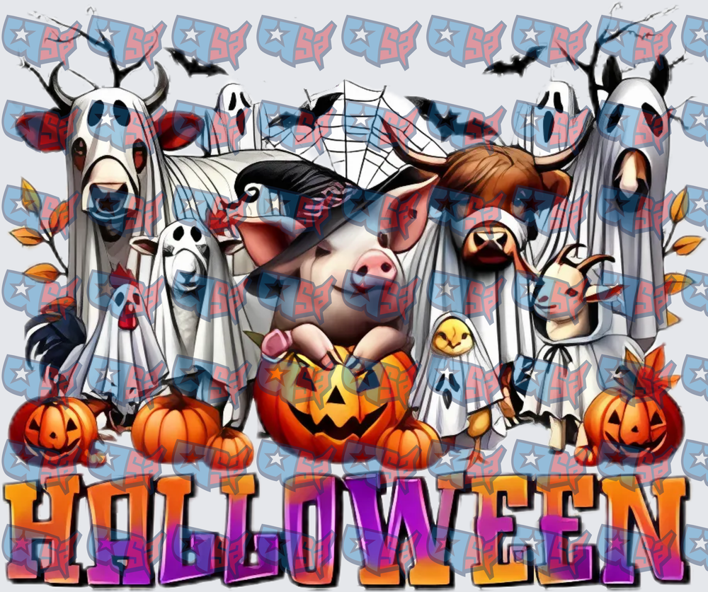 Halloween Ghost Farm Animals Pumpkins Witch Pig (DTF)