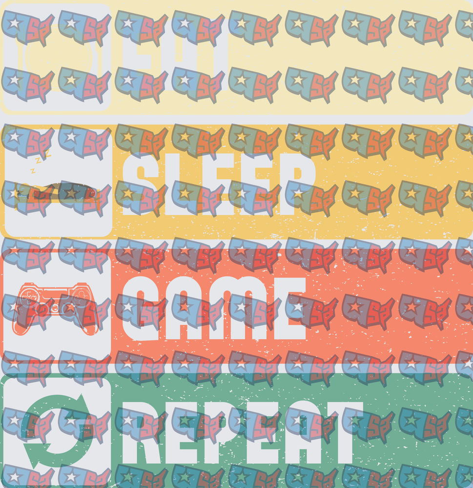 Eat Sleep Game Repeat Retro Gamer Design (DTF)