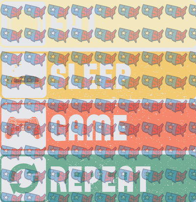 Eat Sleep Game Repeat Retro Gamer Design (DTF)