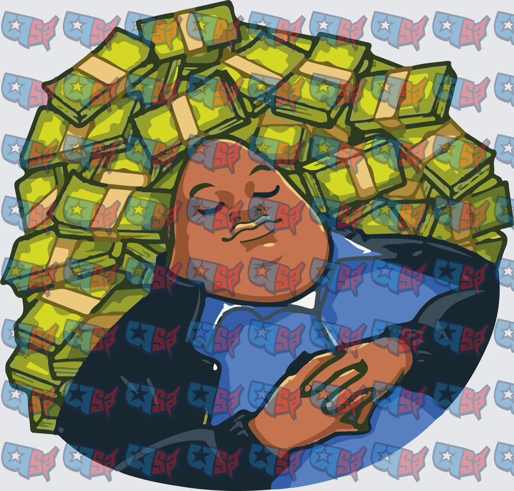Relaxed Man Laying On Stacks Of Cash Money (DTF)