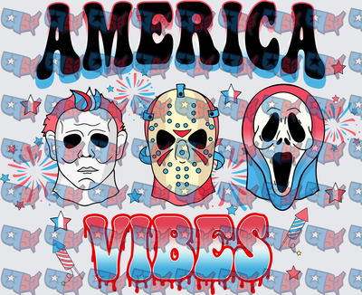America Vibes Horror Mask Trio Patriotic 4th of July (DTF)