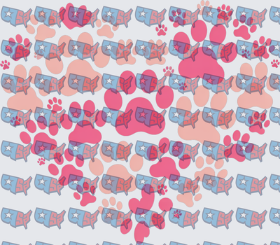 Patriotic USA Map Paw Print Pattern Pink Blue (DTF)