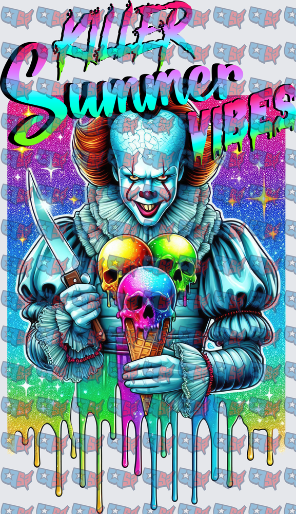 Killer Summer Vibes Evil Clown Skull Ice Cream (DTF)